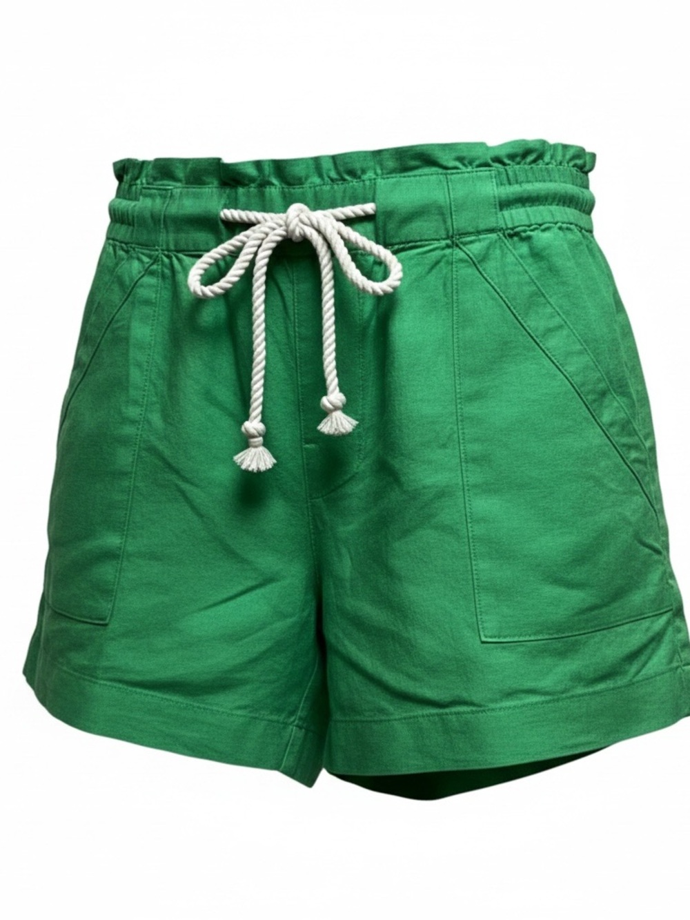 LOFT Bright Green High-Waist Drawstring Shorts